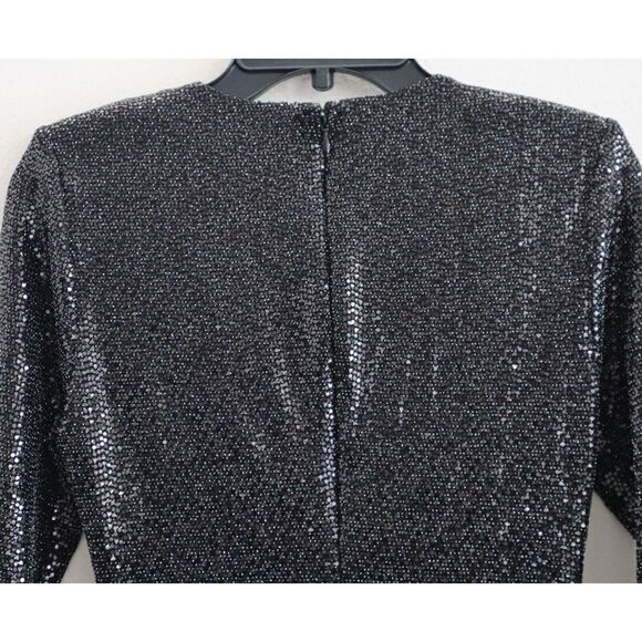 Ramy Brook A1022301 Women's Sz 4 Black Esme Sequin Long-Sleeve Mini Dress - Picture 5 of 12